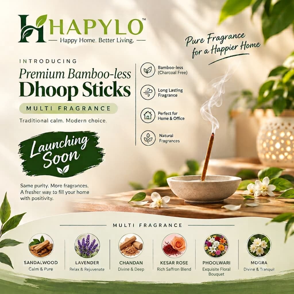 Hapylo Premium Bamboo-less Dhoop Sticks Official Launch Poster
